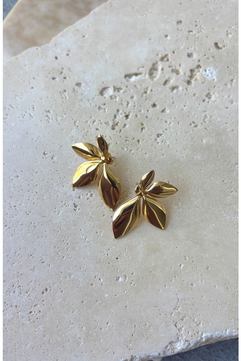 Flower Stud Earrings, Alternate, color, GOLD