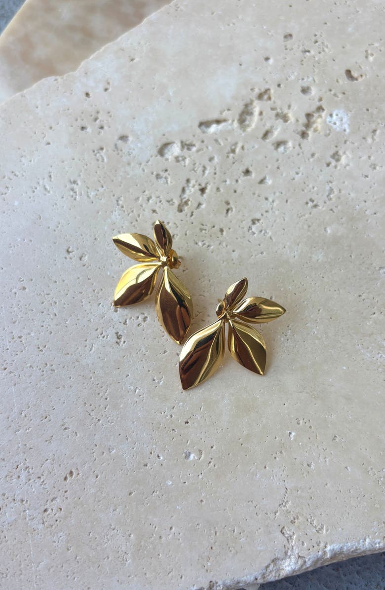 Adornia Flower Stud Earrings, Alternate, color, Gold