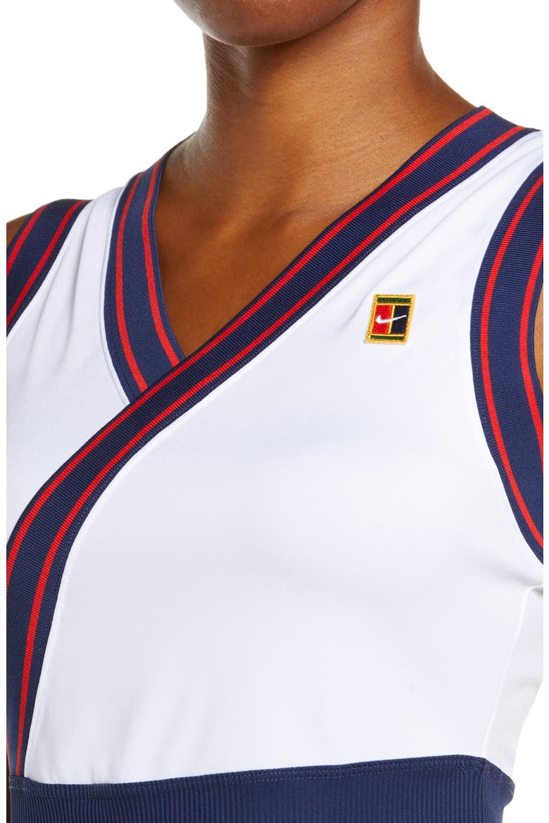 NikeCourt Dri-FIT Slam Tennis Dress, Alternate, color, WHITE/ WHITE/ BINARY BLUE