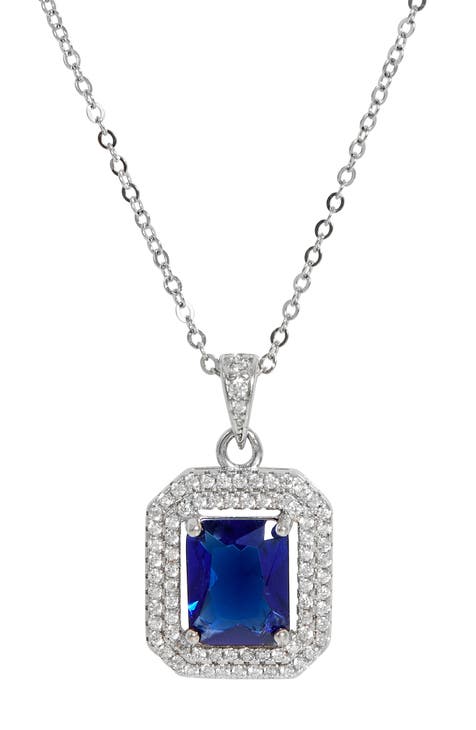 Savvy Cie Emerald Cut popular Solitaire Pendant Necklace