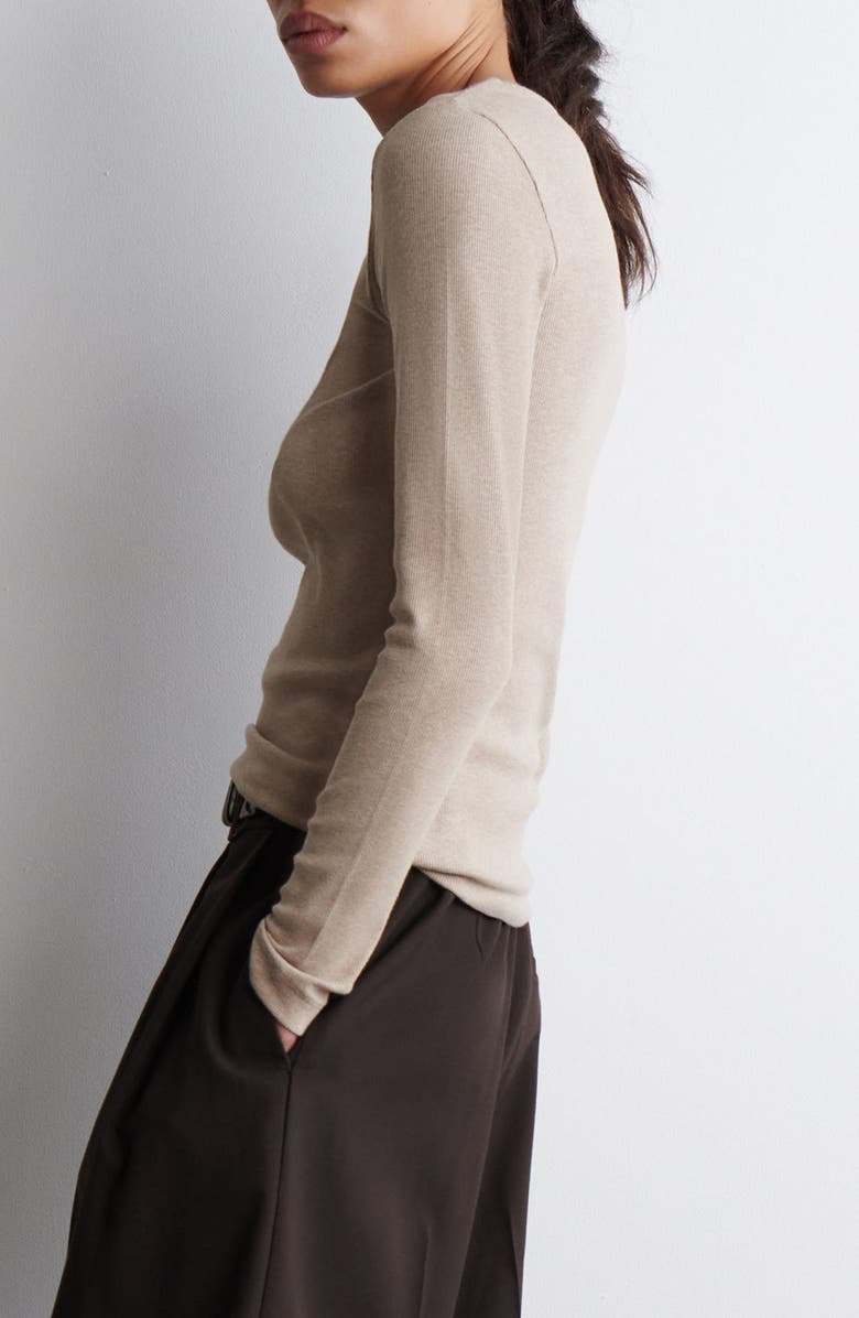 COS Long Sleeve Stretch Organic Cotton Rib Henley, Alternate, color, 