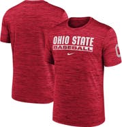 Nike Men's Nike Scarlet Ohio State Buckeyes Velocity Baseball Wordmark Stack Performance T-Shirt