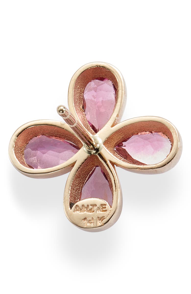 Anzie Bezel Bouquet Daisy Pink Tourmaline Stud Earrings, Alternate, color,