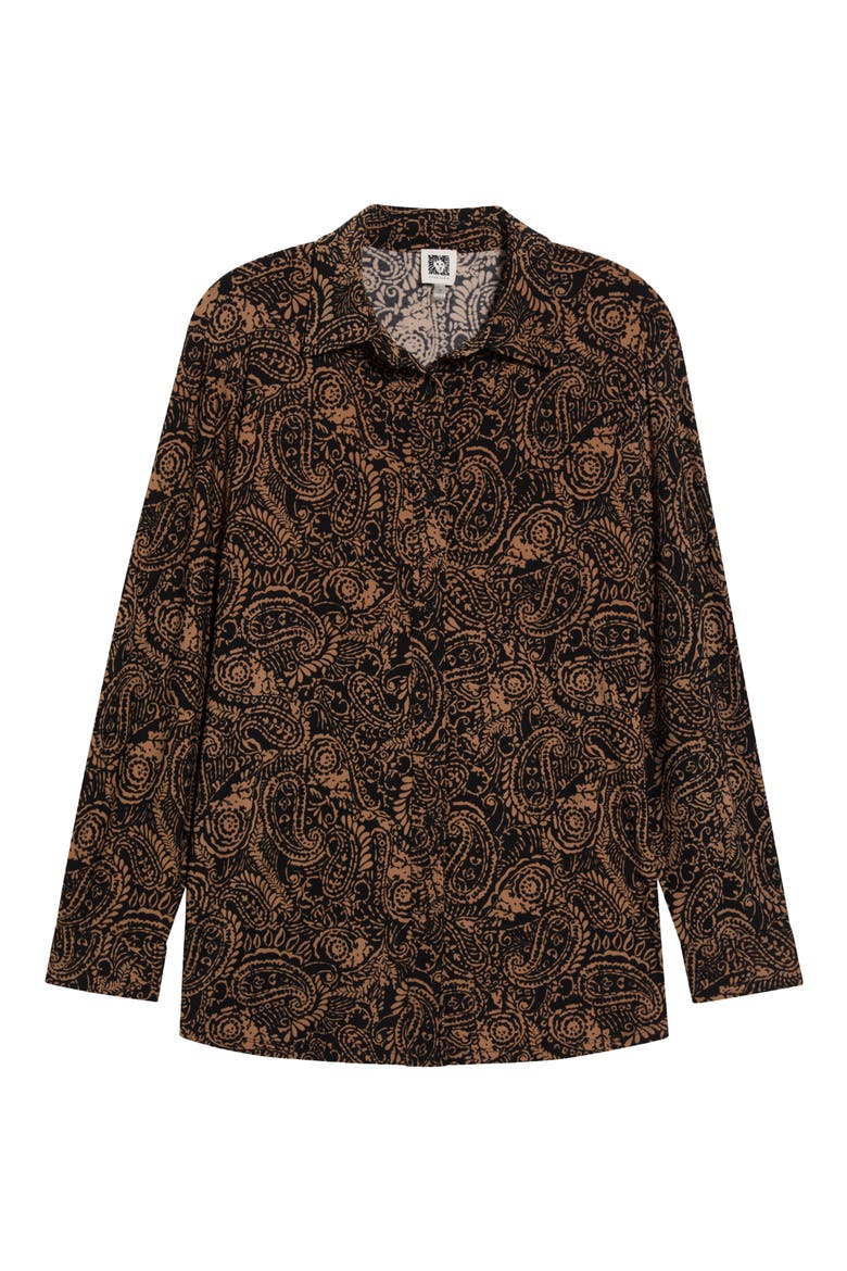 Paisley Long Sleeve Slim Fit Knit Shirt, Alternate, color, ANNE BLACK / VICUNA