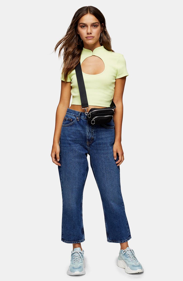 Topshop Editor High Waist Crop Straight Leg Jeans, Alternate, color, 