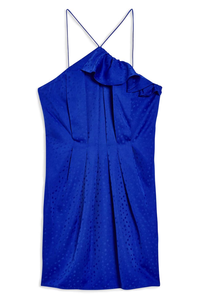 Frill Jacquard Minidress, Alternate, color, BLUE