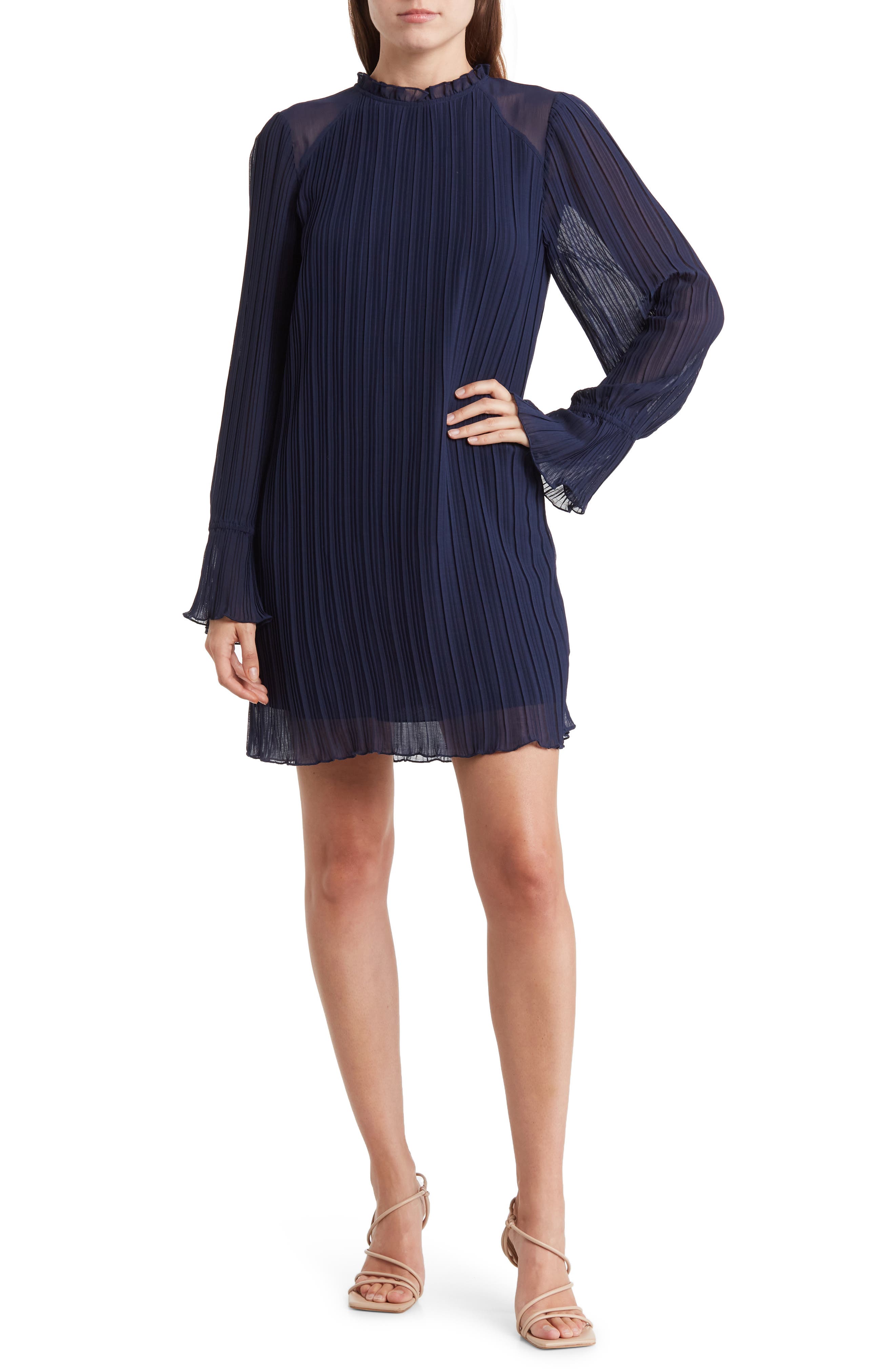 Anthem the Label Pleated Long Sleeve Chiffon Dress (Women) | Nordstromrack