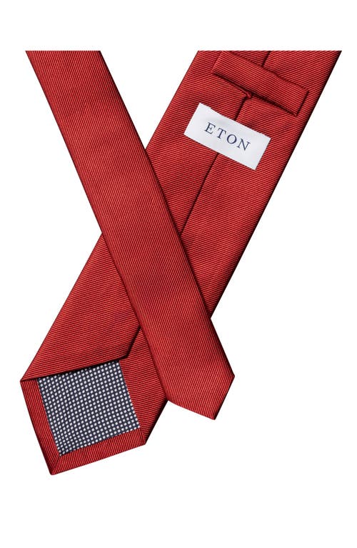 Eton Red Solid Silk Twill Tie In Red