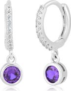 Sienna Vale Bezel Set Cubic Zirconia Charm Huggie Hoop Earrings
