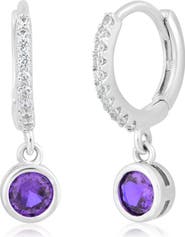 Sienna Vale Bezel Set Cubic Zirconia Charm Huggie Hoop Earrings