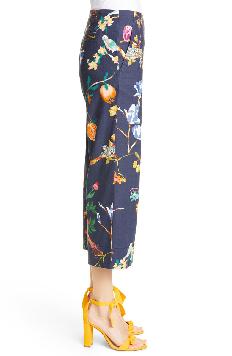 Tanya Taylor Evelyn Wide Leg Crop Linen Blend Pants, Alternate, color,