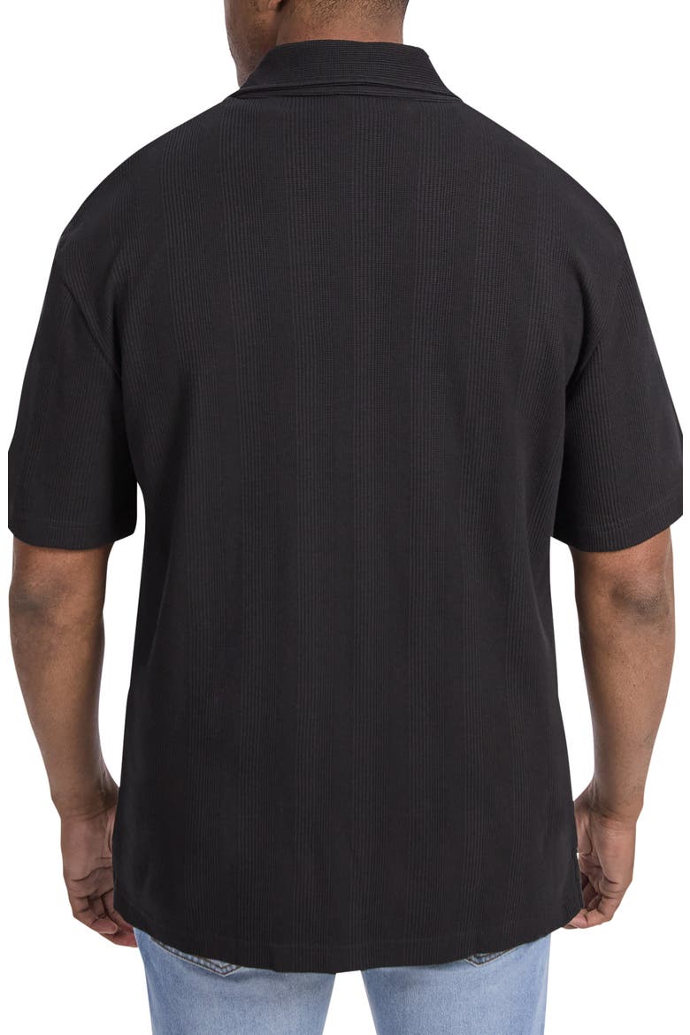 Weaver Relaxed Fit Textured Cotton Knit Button-Up Shirt, Alternate, color, BLACK