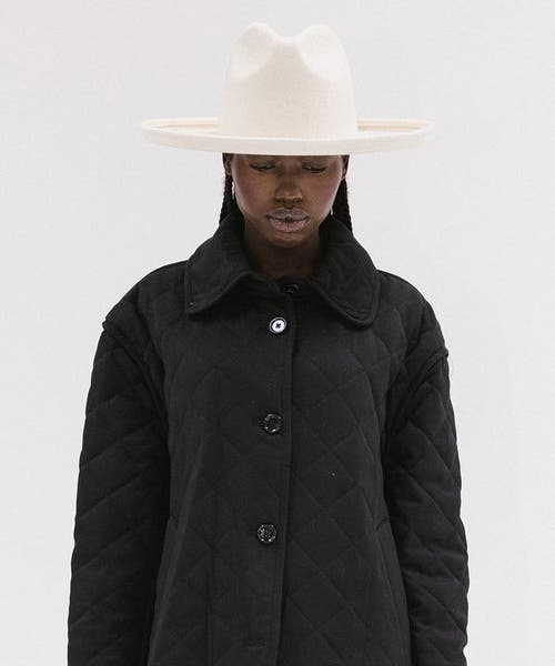 Gigi Pip Maude Wide Brim Fedora Hat In Off-white