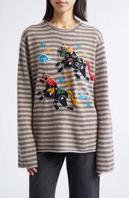 YanYan Lunar New Year Horse Embroidered Roll Neck Lambswool Sweater