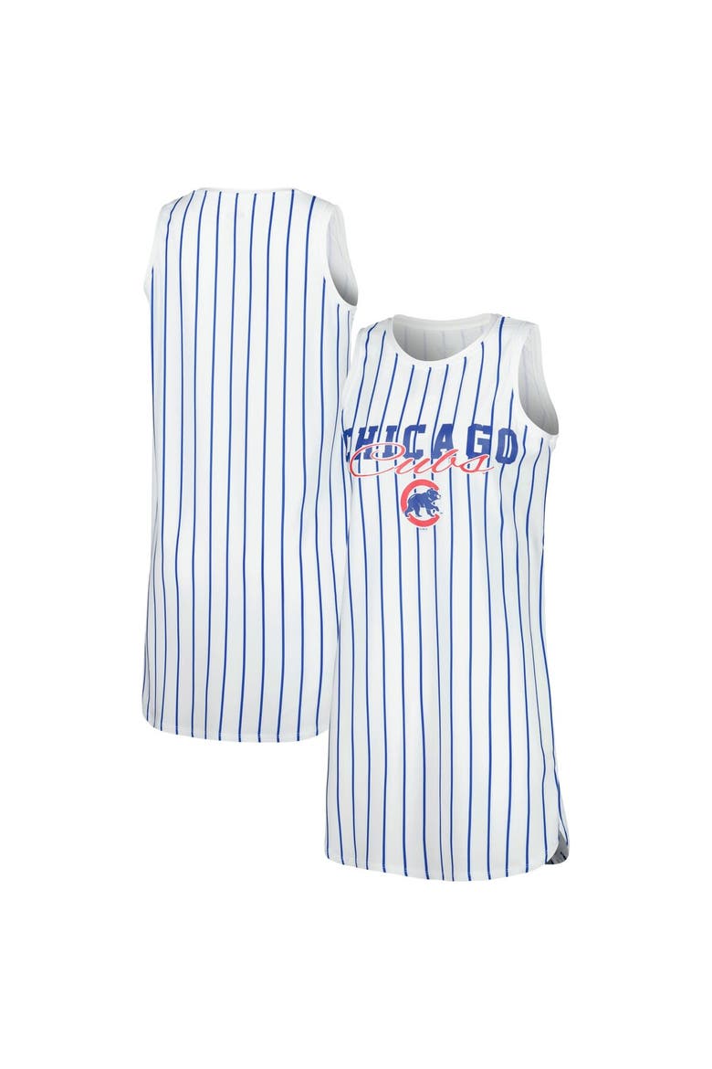 Women's Concepts Sport White Chicago Cubs Reel Pinstripe Knit Sleeveless Nightshirt, Main, color, White