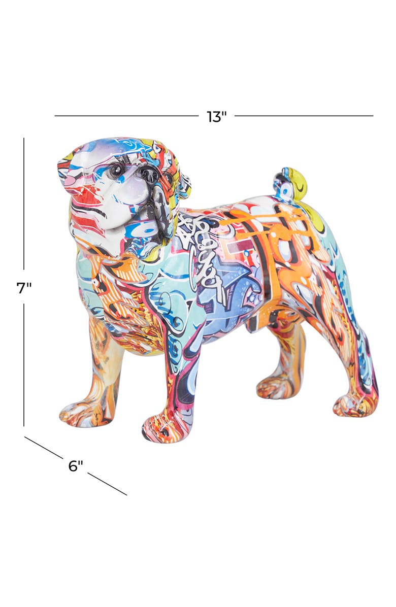 Novogratz Multi Colored Polystone Graffiti Bulldog Sculpture, Alternate, color,