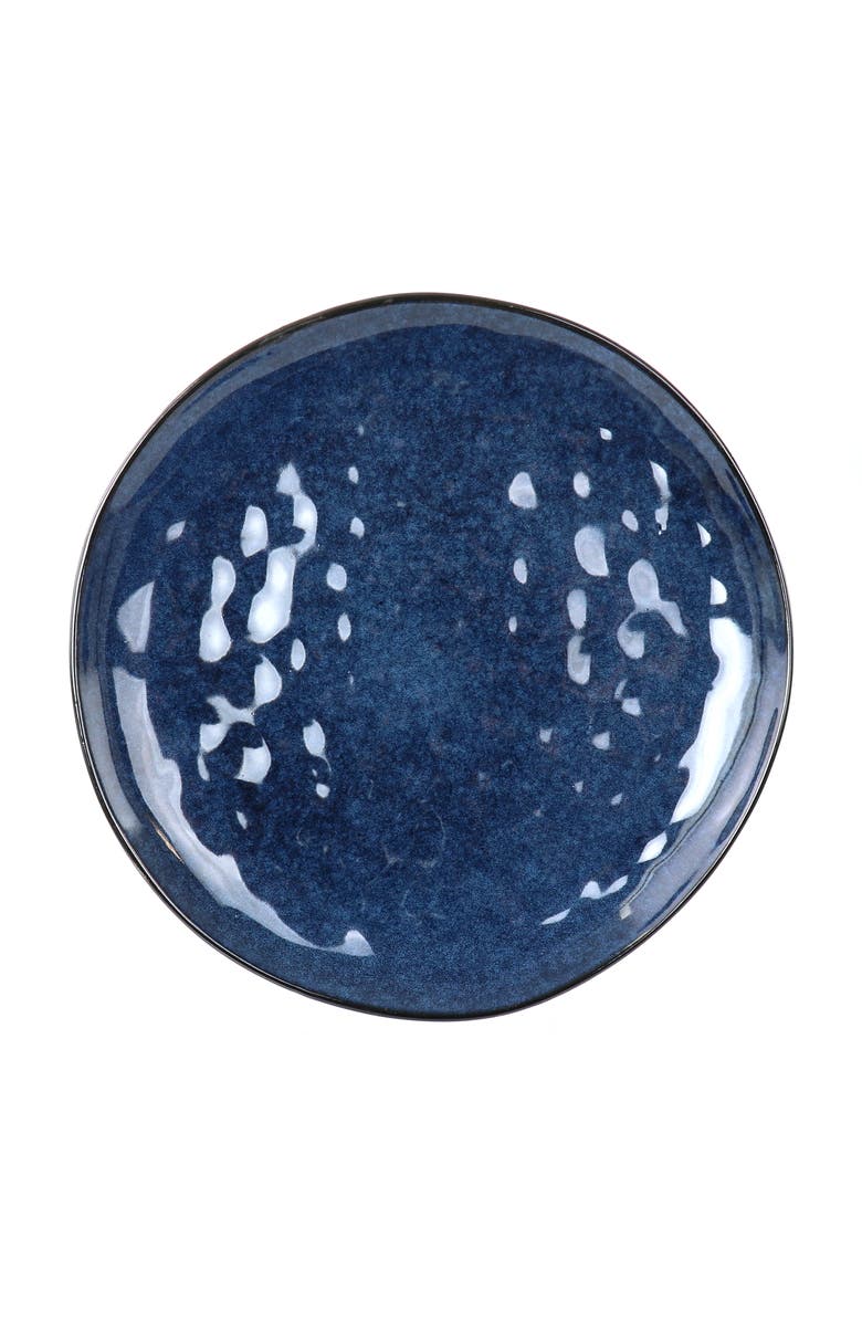 Elama Samara 12 Piece Stoneware Dinnerware Set, Alternate, color, Blue