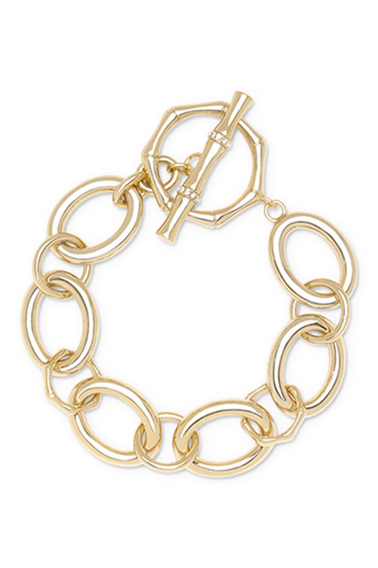 Chiara Goldtone Bamboo Link Bracelet, Main, color, GOLD
