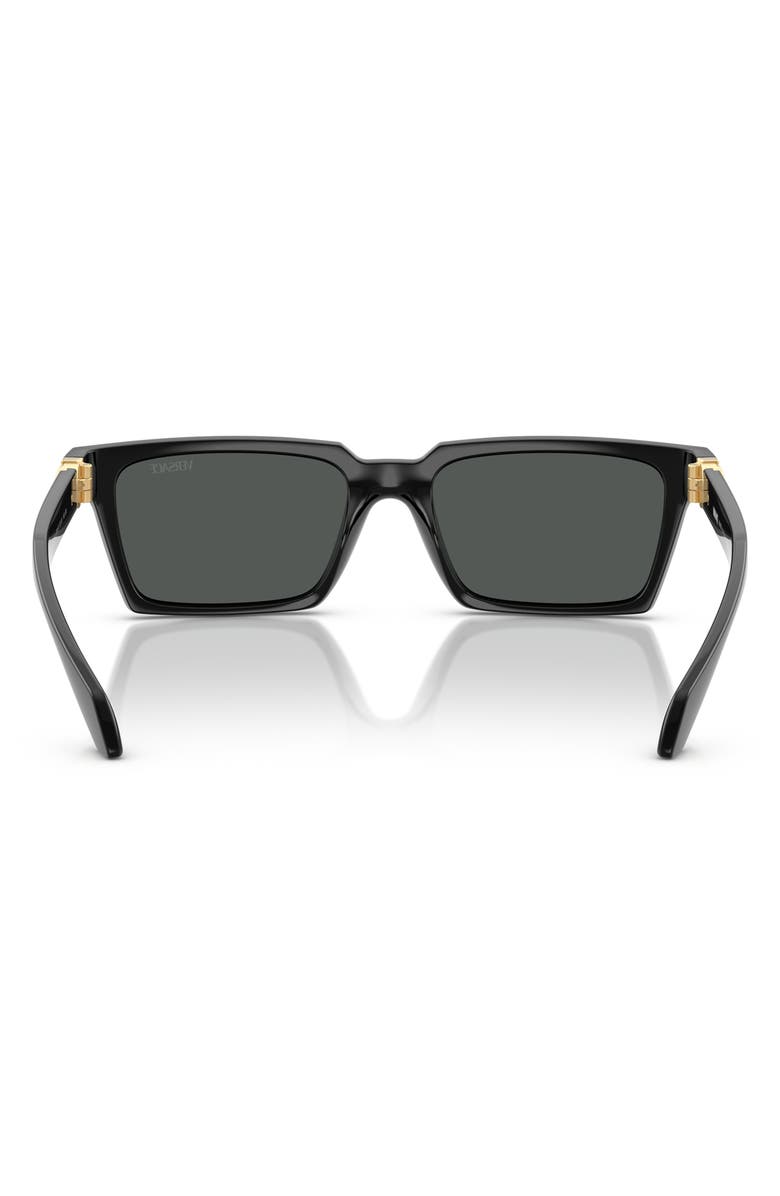 Versace 55mm Rectangular Sunglasses, Alternate, color, Black