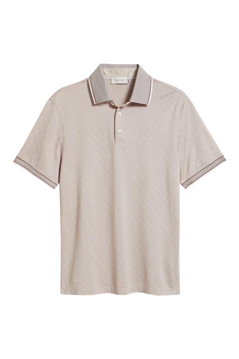 Diamond Piqué Cotton Polo, Alternate, color, COBBLESTONE