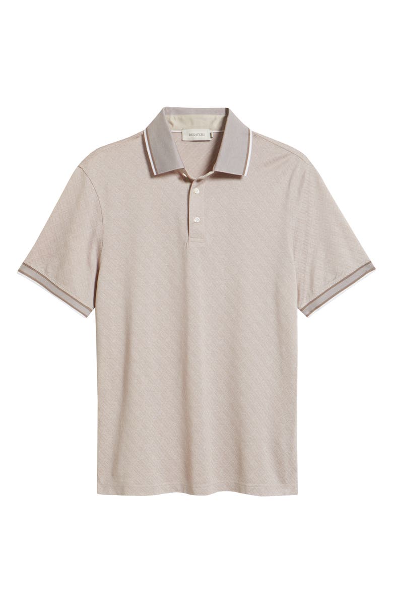 Bugatchi Diamond Piqué Cotton Polo, Alternate, color, Cobblestone