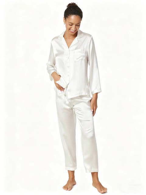 Pure Silk Casual Button Up Women's Pajamas