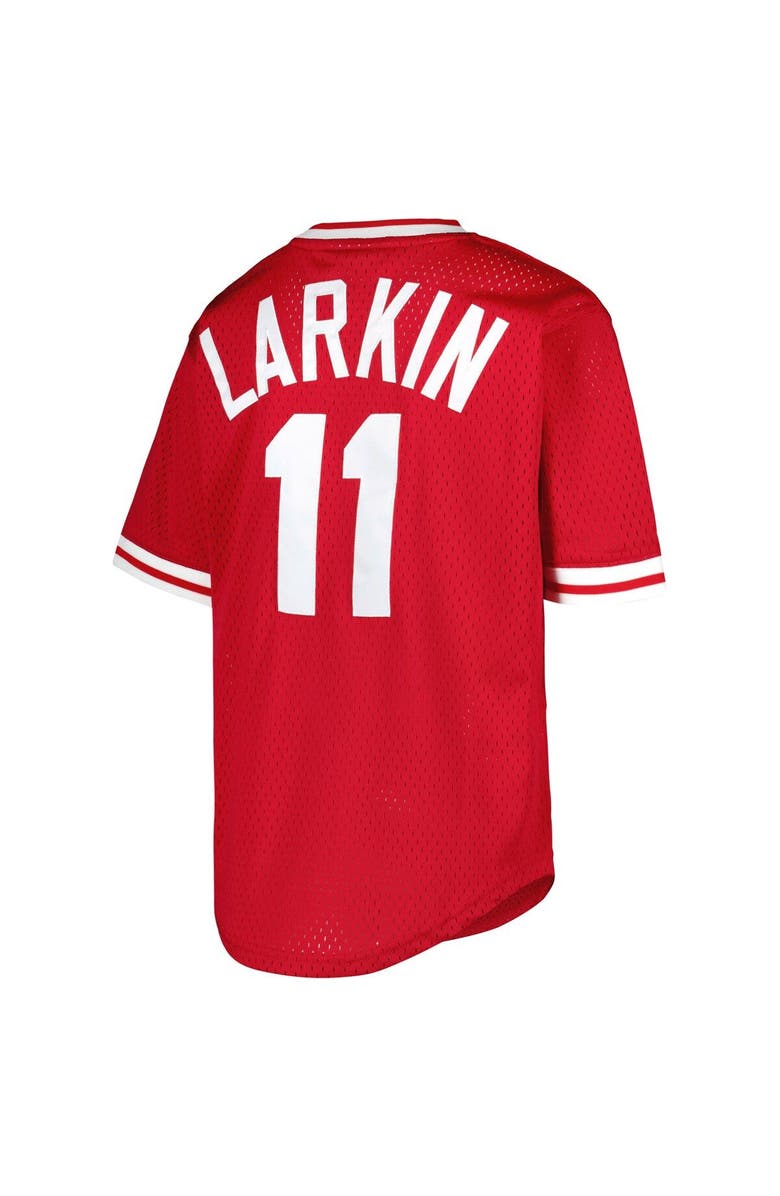 Mitchell & Ness Youth Mitchell & Ness Barry Larkin Red Cincinnati Reds Cooperstown Collection Mesh Batting Practice Jersey, Alternate, color,