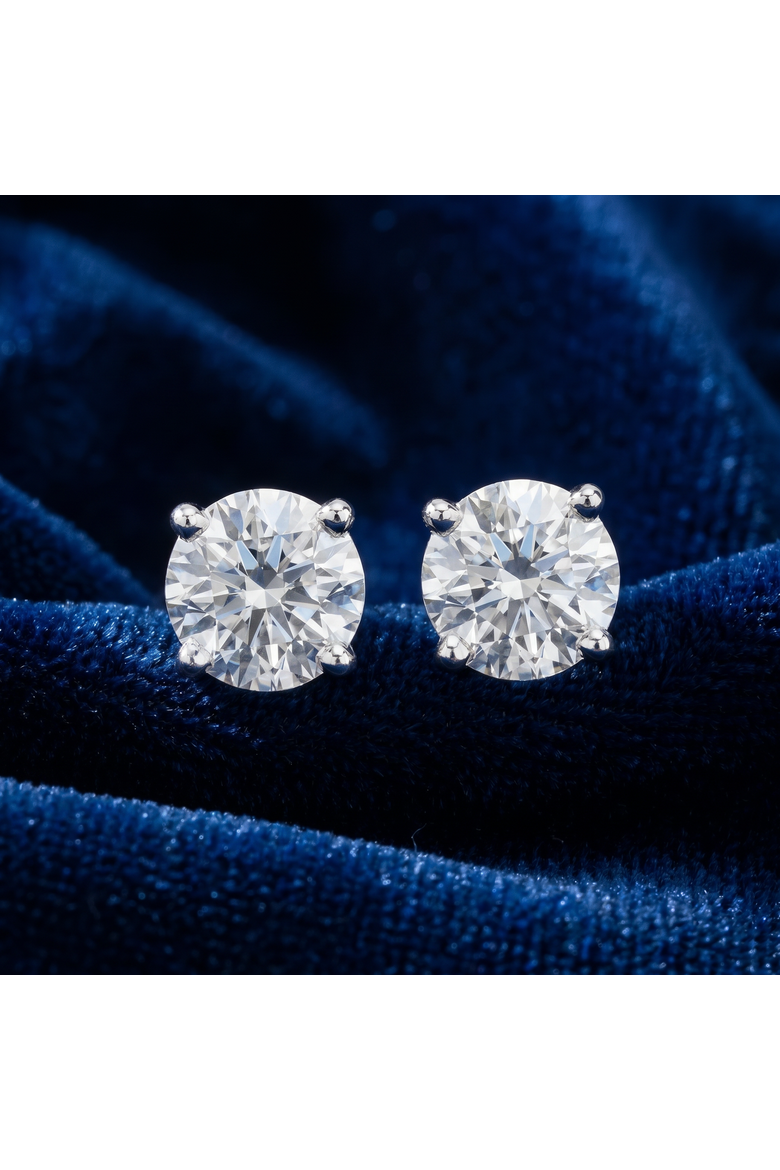 Platinum 2Ct TW Round Cut Diamond Studs Lab Grown, Alternate, color, Platinum