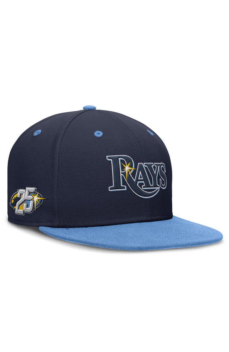 Nike Men's Nike Navy/Light Blue Tampa Bay Rays 25th Anniversary True Primetime Two-Tone Performance Fitted Hat, Main, color, Navy