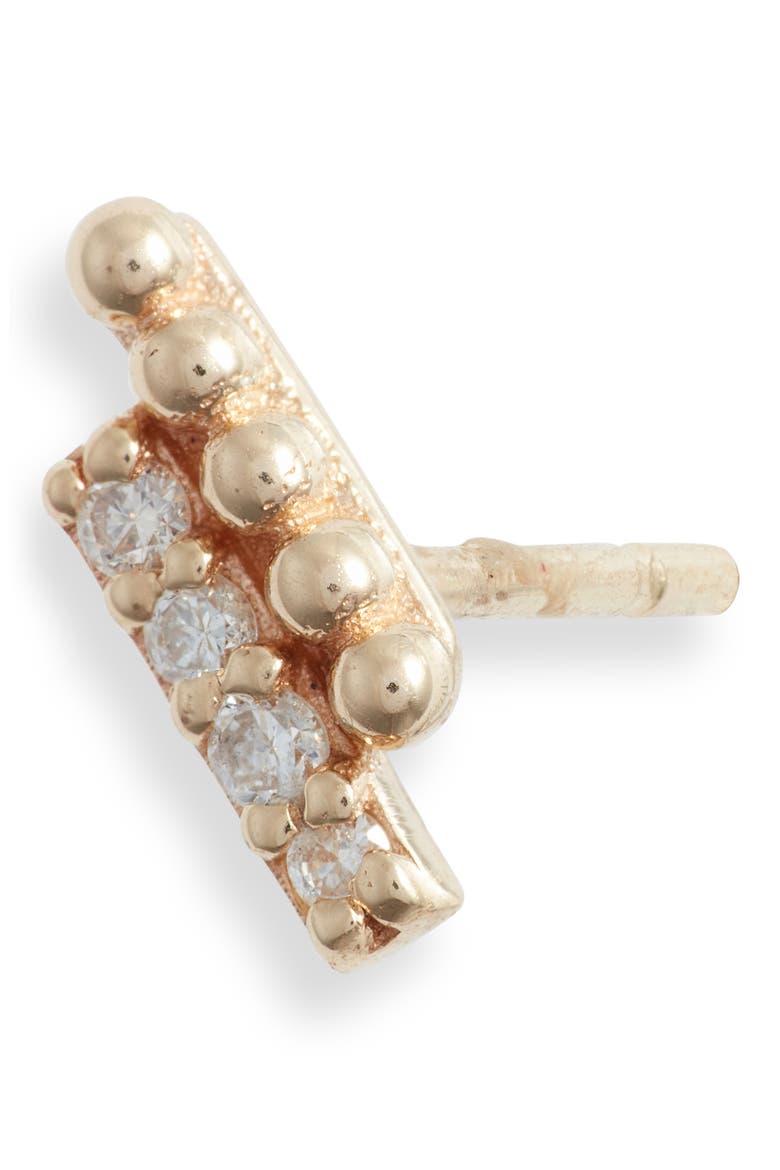 Dew Drop Pavé Bar Single Stud Earring, Alternate, color, GOLD/ DIAMOND/ RIGHT