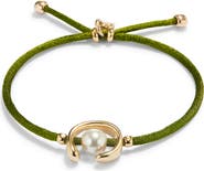 UNODE50 Green Thread Gold-plated Pearl Shell Bracelet