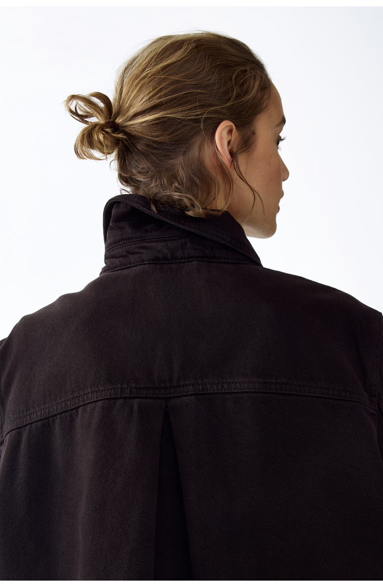 H&M Cotton Twill Shacket, Alternate, color, Dark Brown