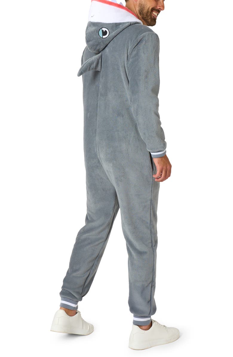 OppoSuits Shark Hooded Fleece Costume Jumpsuit, Alternate, color, Grey