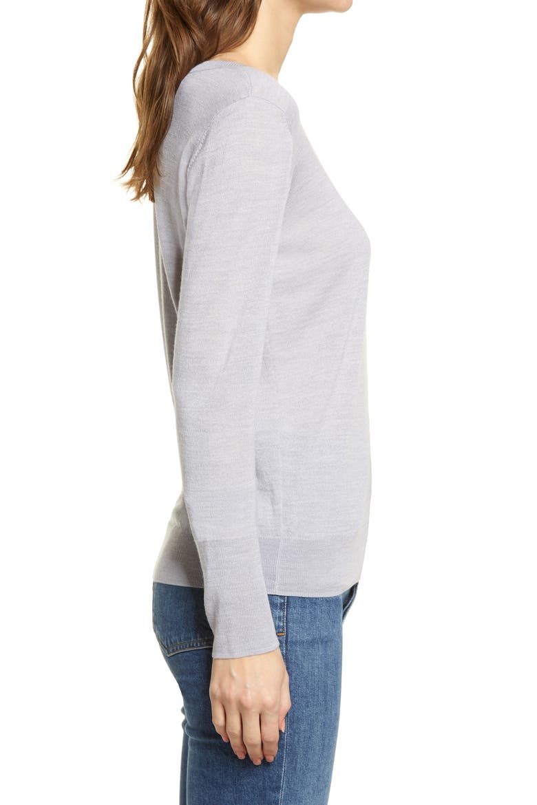 Crewneck Merino Wool Blend Sweater, Alternate, color, GREY HEATHER