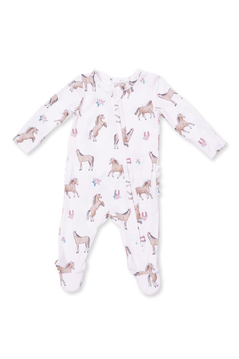 Kids' I Love Horses Two-Way Ruffle Footie, Main, color, PINK
