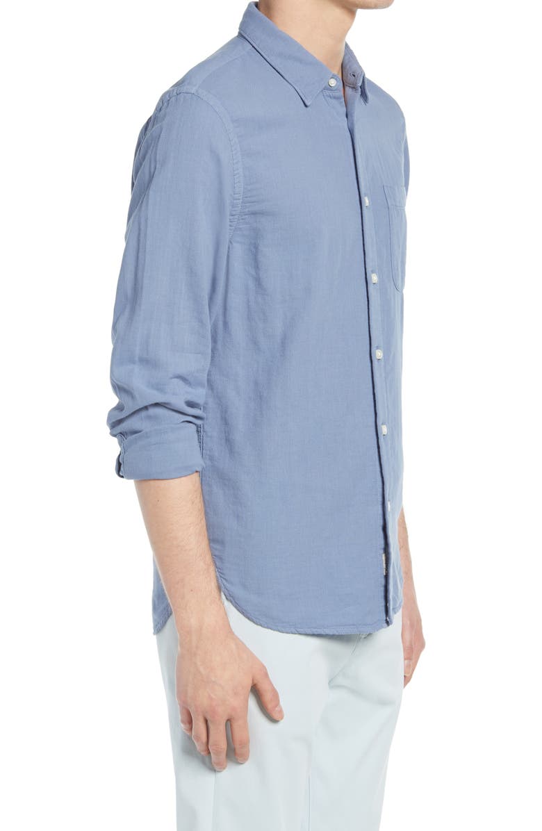 HIROSHI KATO Trim Fit Solid Button-Up Shirt, Alternate, color, Matte Blue