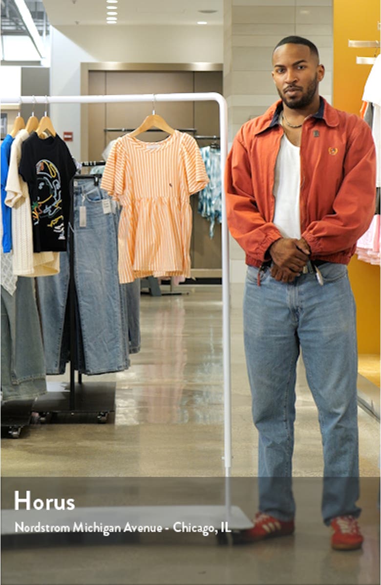 Kids' Vertical Stripe Ruffle Sleeve Dress, sales video thumbnail