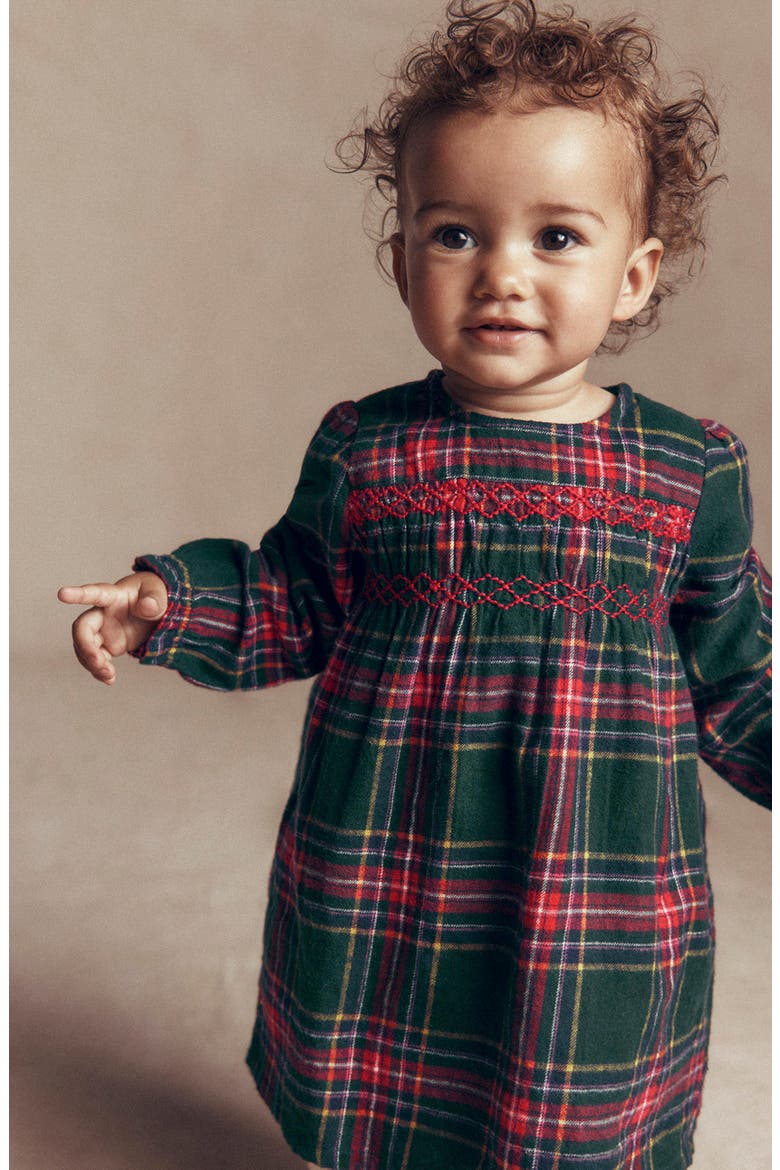 Kids' Smocked Cotton Dress, Alternate, color, BLUE/ PINK CHECK