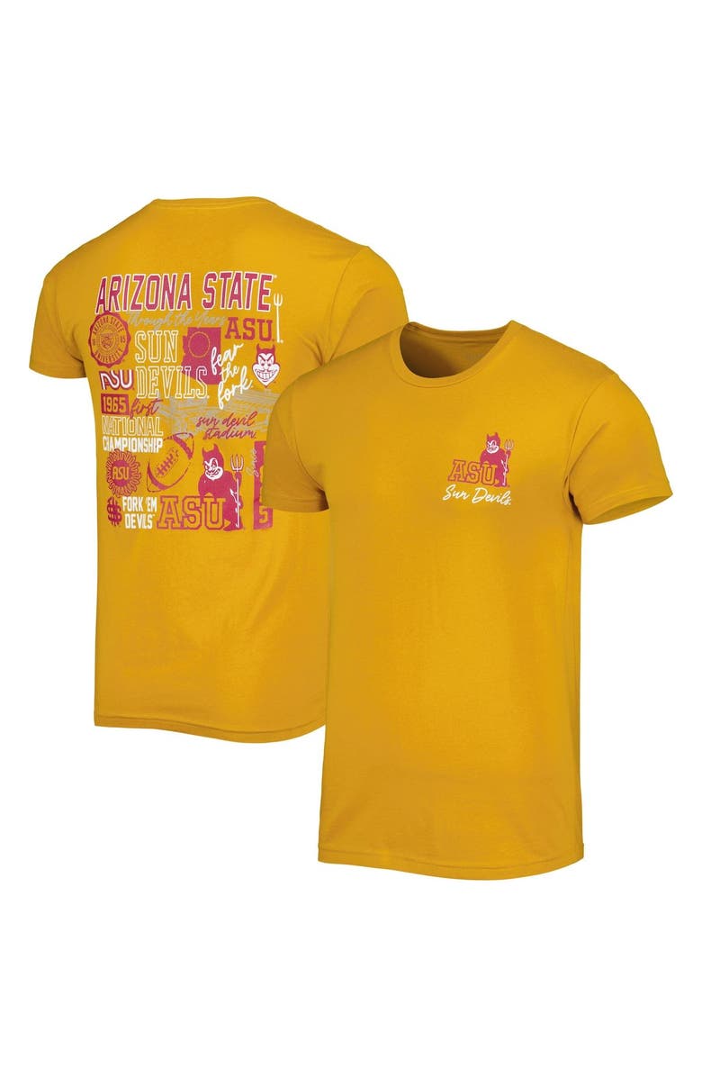 IMAGE ONE Men's Gold Arizona State Sun Devils Vintage Through the Years Two-Hit T-Shirt, Main, color, 