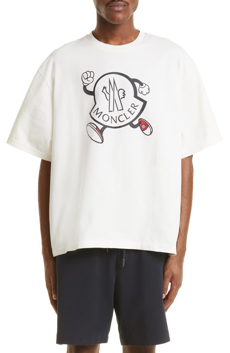 Moncler Running Logo Graphic Tee, Main, color, 