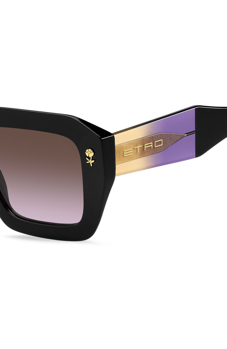 Etro 52mm Gradient Rectangular Sunglasses, Alternate, color, Black Violet
