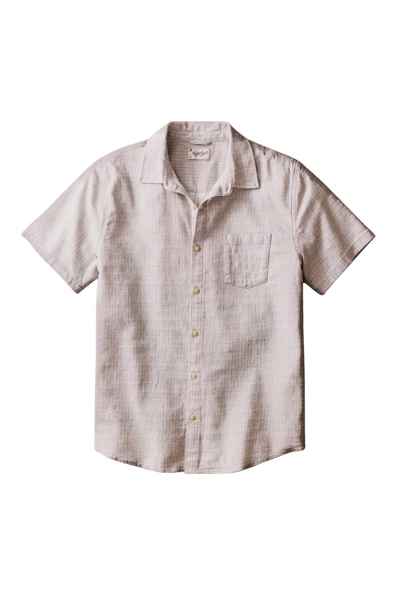 Stretch Selvage Short Sleeve Button-Up Shirt, Main, color, PURPLE MATCHSTICK PRINT