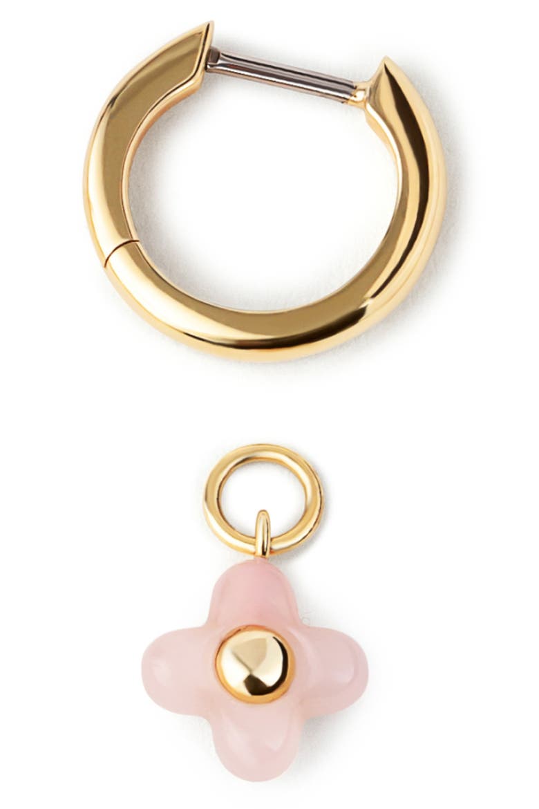 Liora Rose Quartz Drop Hoop Earrings, Alternate, color, GOLD / PINK