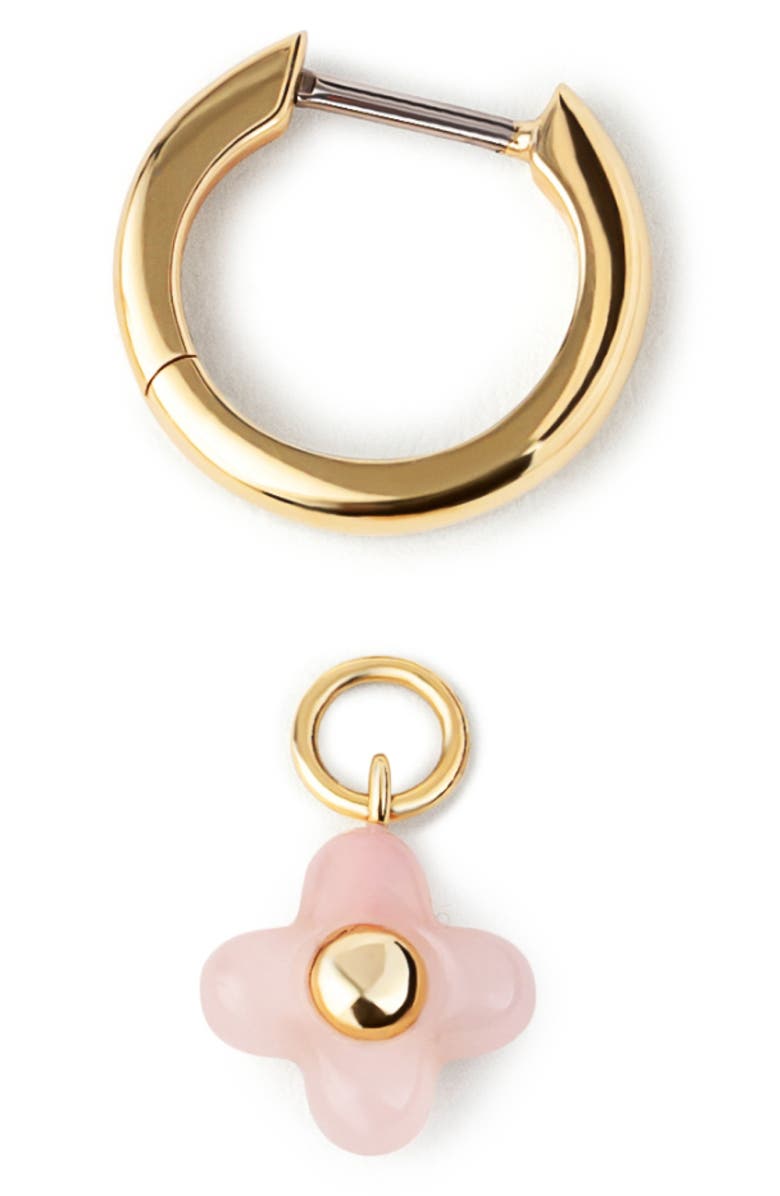 Ana Luisa Liora Rose Quartz Drop Hoop Earrings, Alternate, color, Gold / Pink