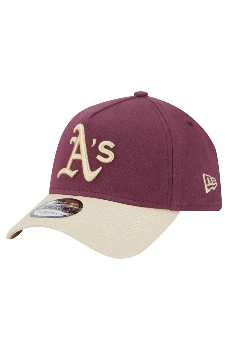 New Era Men's New Era Maroon Athletics Moleskin Crown A-Frame 9FORTY Adjustable Hat, Main, color,