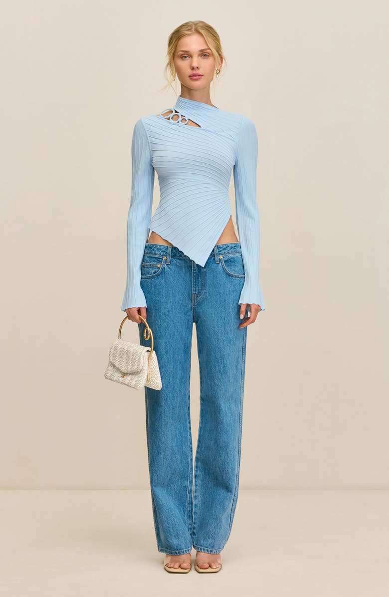 Cult Gaia Tayla Rib Asymmetric Top, Alternate, color, Coastal