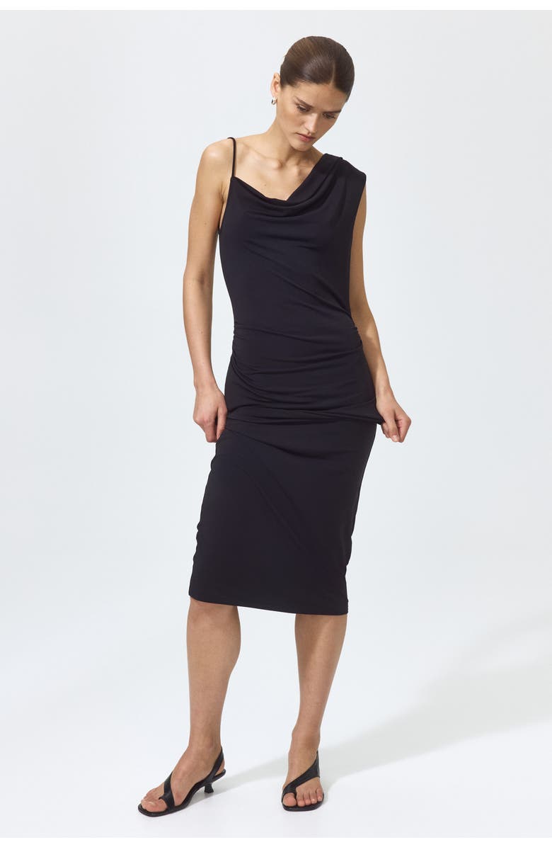 H&M Asymmetric Jersey Dress, Alternate, color, Black