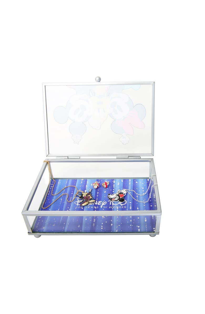 Disney Cute Celebration Glass Jewelry Box, Alternate, color, Silver, Clear