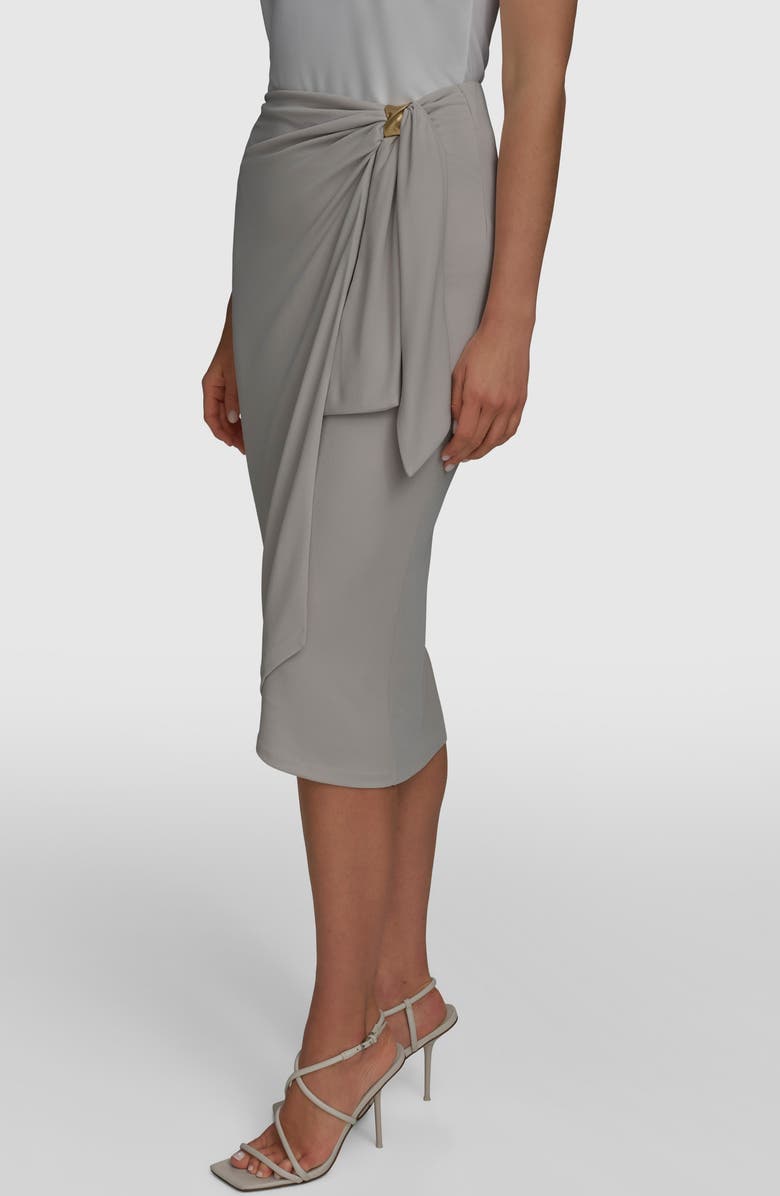 Donna Karan New York Gathered Waist Faux Wrap Skirt, Alternate, color, Tuscan Grey