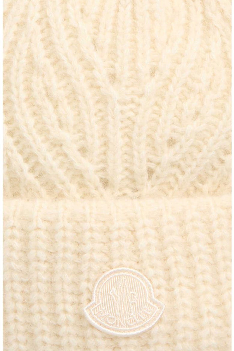 Logo Patch Virgin Wool & Cashmere Beanie, Alternate, color, WHITE/ WHITE